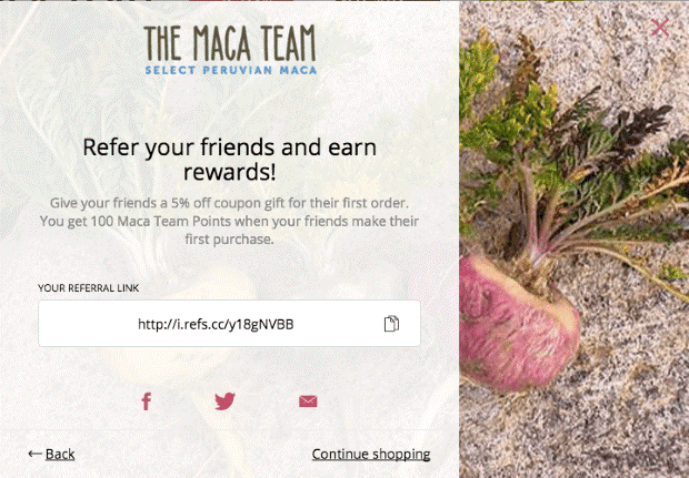 Food-Bev-Examples-Maca-Team-Referrals - OptinMonster sales promotion examples - maca team
