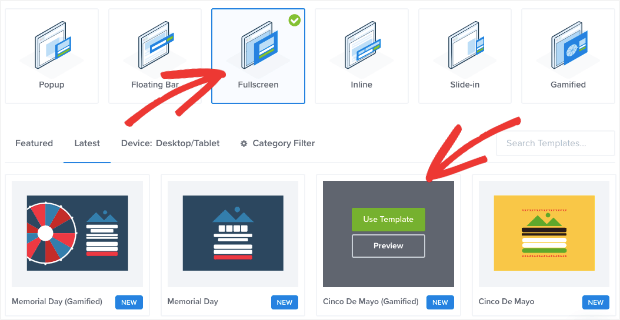 fullscreen mat type and template - OptinMonster fullscreen mat type and template