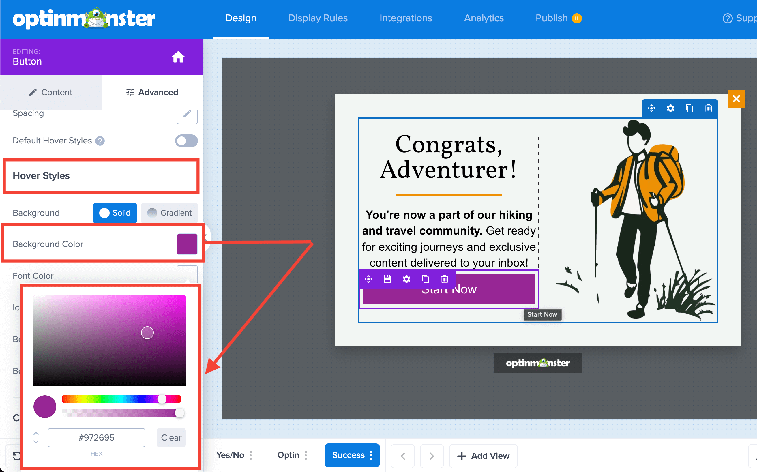 Hover Styling - OptinMonster