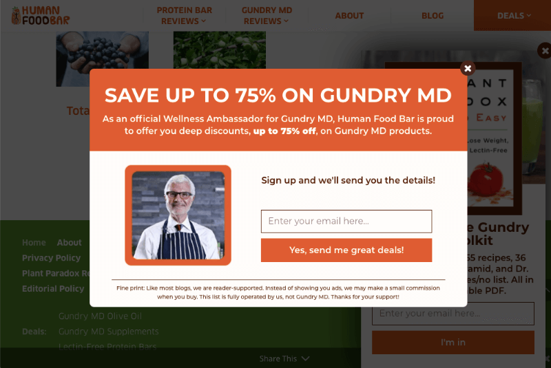 human bar food popup - OptinMonster human bar food popup