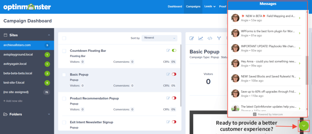 in app notifications - OptinMonster In-app notifications from OptinMonster alert you to the most important details.