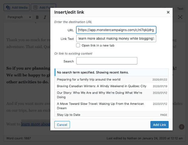 Insert Link into WordPress Editor-min - OptinMonster Insert Link into WordPress Editor min