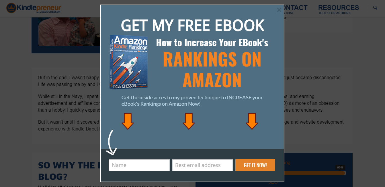 KindlePreneur uses OptinMonster Lightbox as a Content Upgrade - OptinMonster Kindlepreneur uses OptinMonster Lightbox for Content Upgrades