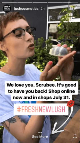lush-swipe-story - OptinMonster add a swipe up to an instagram story for a super effective call to action