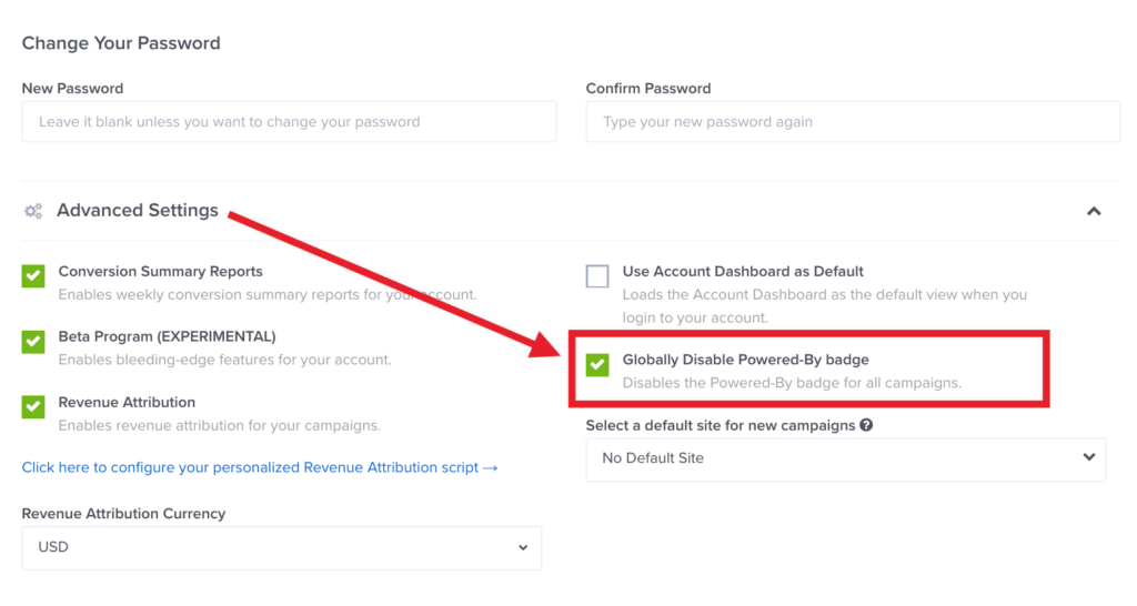 Disable the OptinMonster badge for the whole account. - OptinMonster Disable the OptinMonster badge for the whole account.