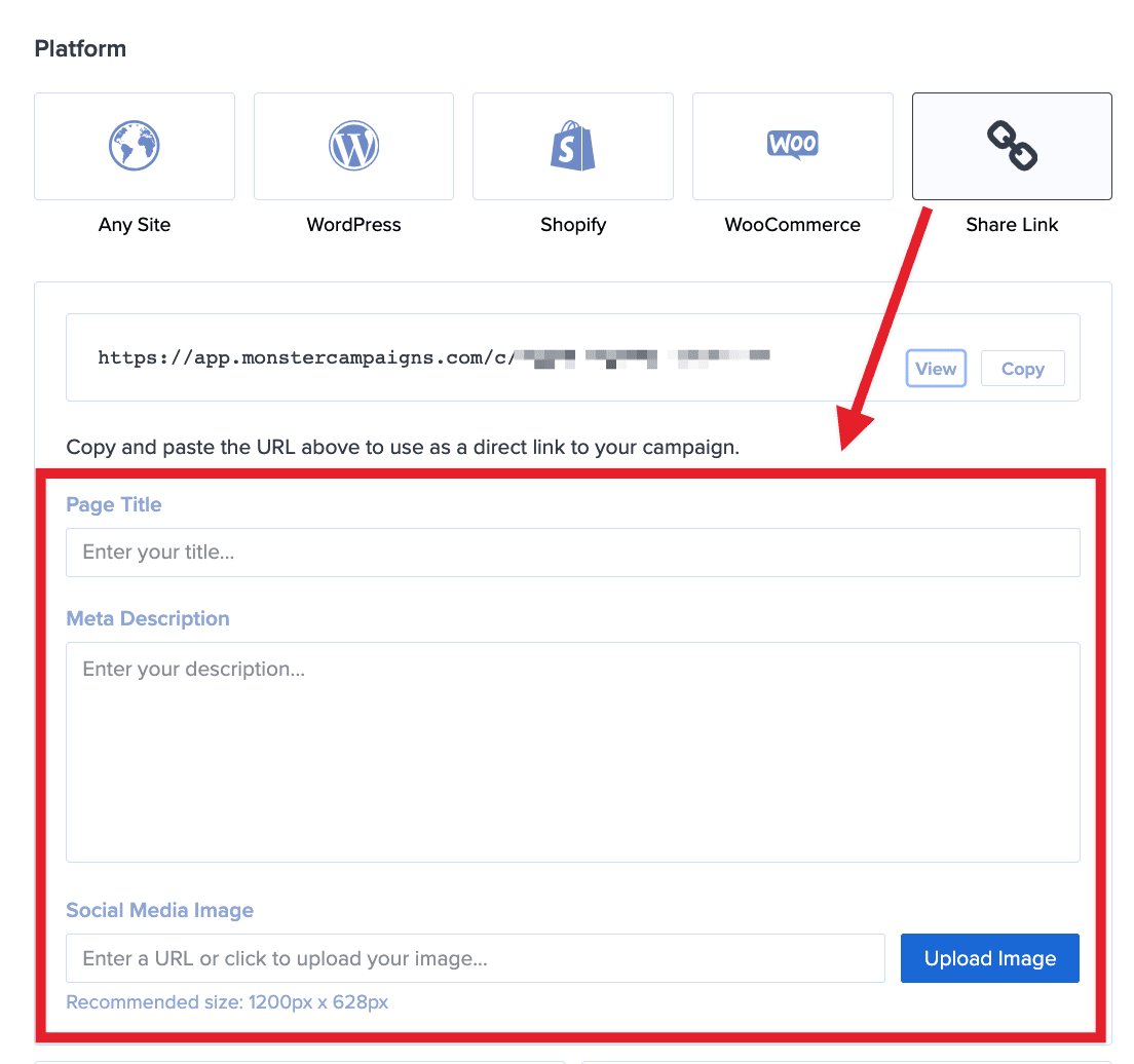 Customize your Linktree campaign's page settings. - OptinMonster
