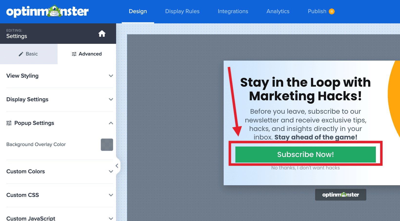 Direct select the actionable element in your campaign. - OptinMonster Direct select the actionable element in your campaign.