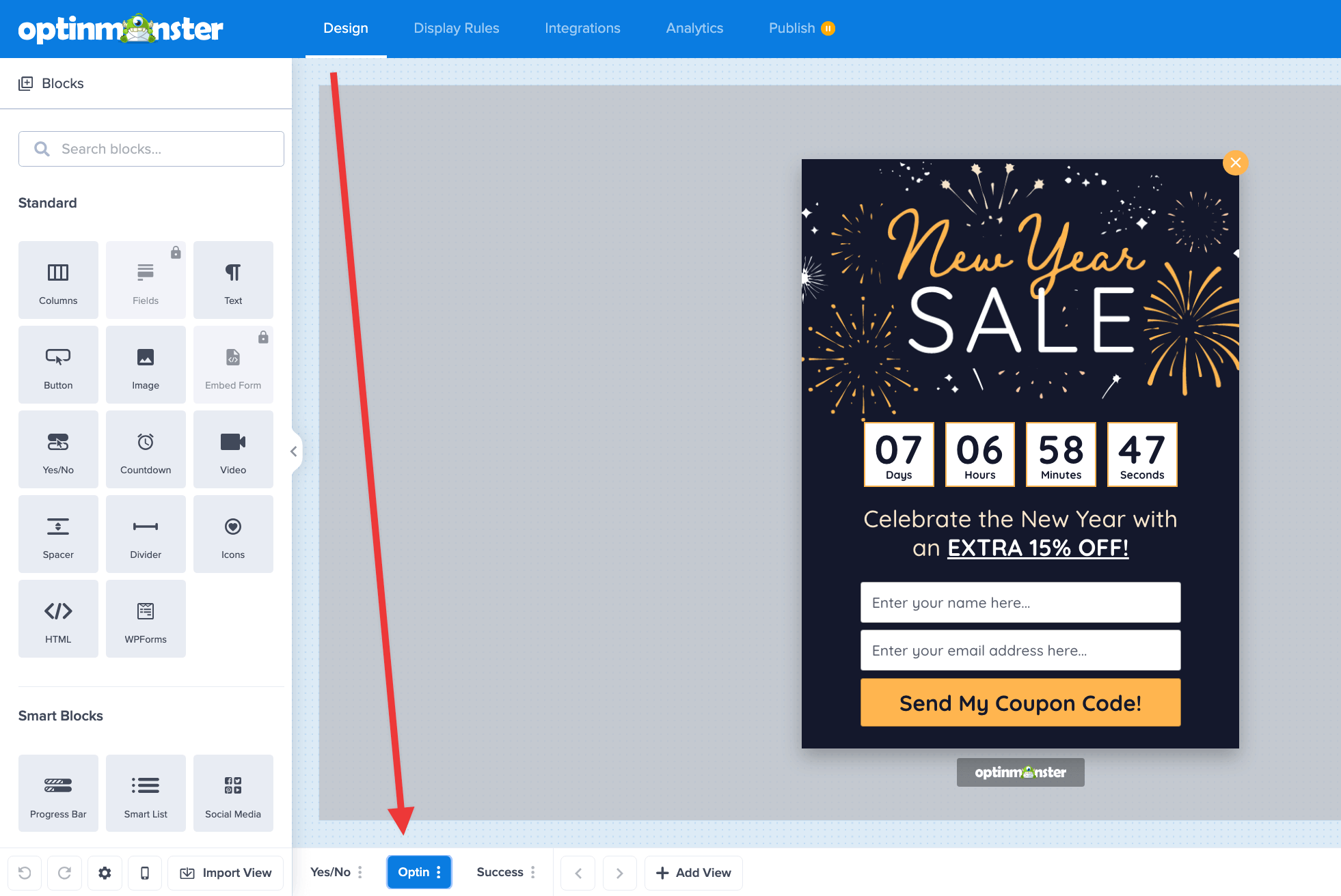 Select the Optin view to begin creating your progressive form in OptinMonster. - OptinMonster Select the Optin view to begin creating your progressive form in OptinMonster.