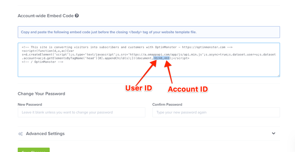 om user id, account id - OptinMonster om user id, account id