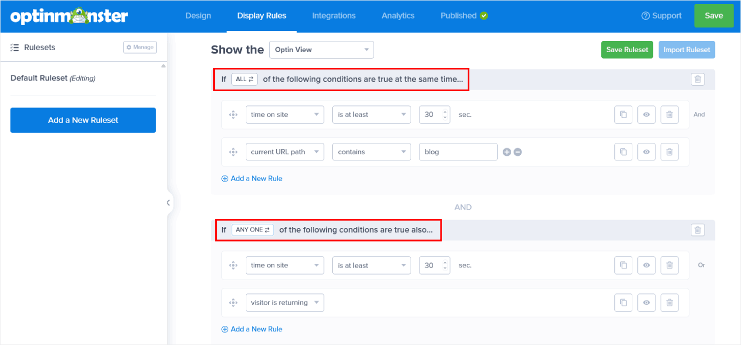Setting up display rules for a campaign in OptinMonster - OptinMonster Setting up display rules for a campaign in OptinMonster