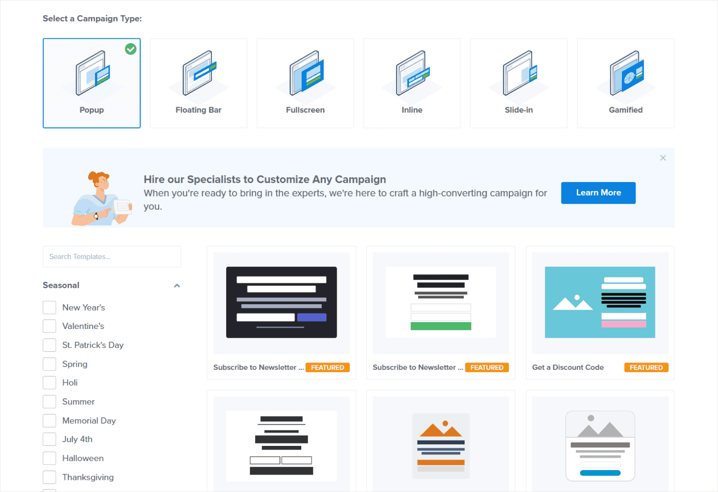 OptinMonster's campaign types - OptinMonster OptinMonster's campaign types