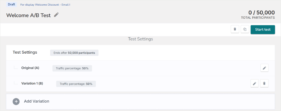Privy's split testing feature - OptinMonster Privy's split testing feature