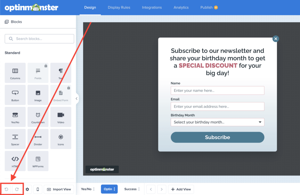 redoUndo - OptinMonster
