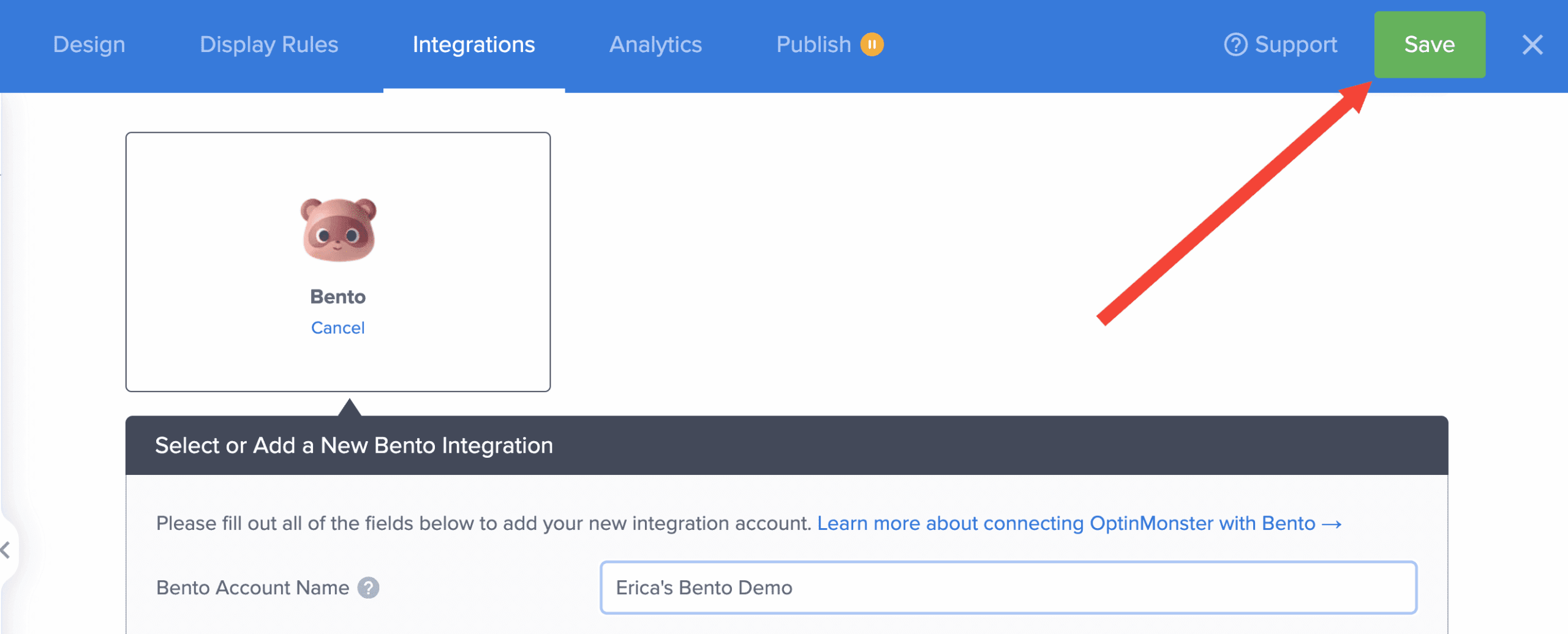 Number of pages viewed rule in OptinMonster. - OptinMonster save bento integration - optinmonster