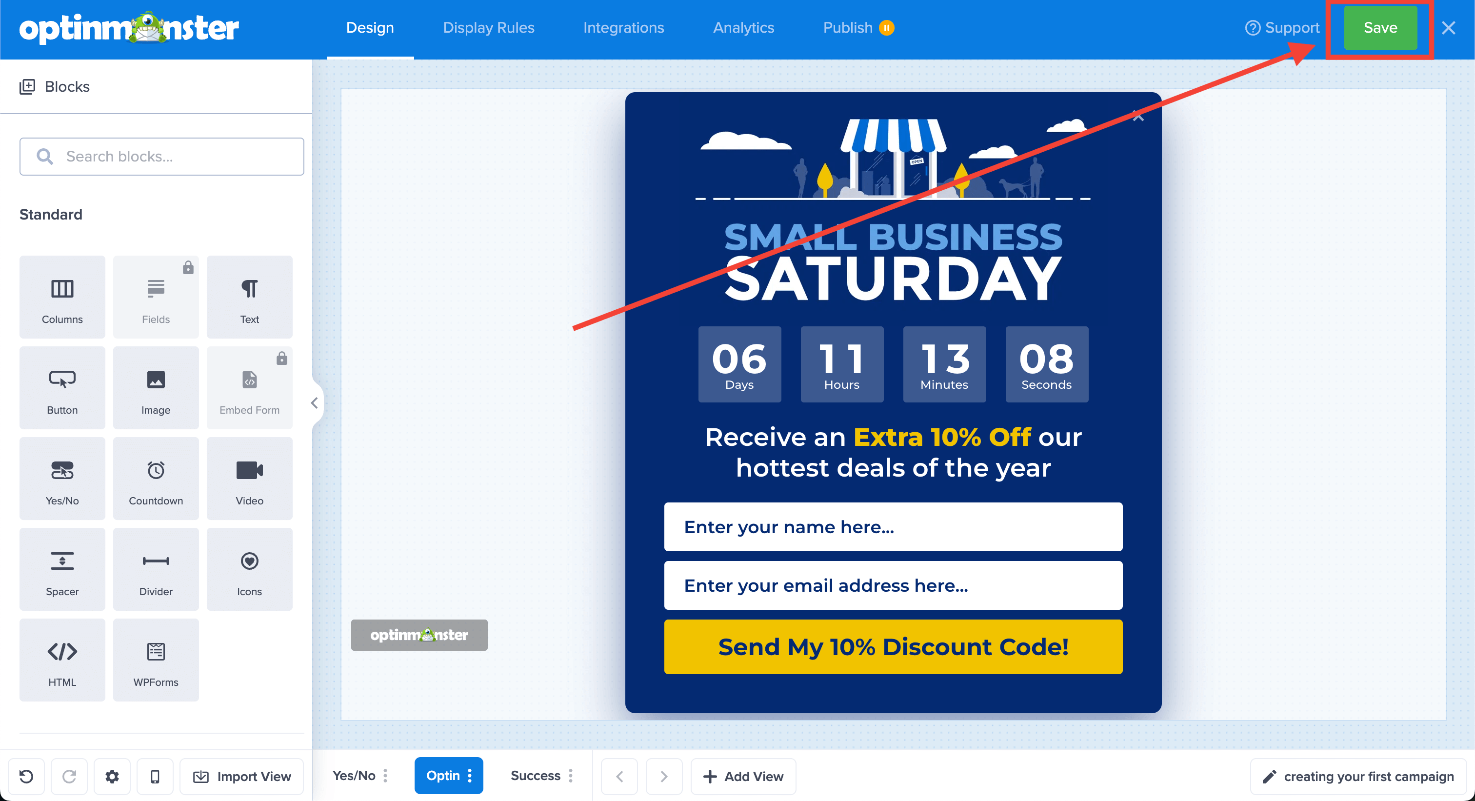 Save Campaign - OptinMonster