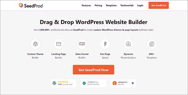 SeedProd-homepage - OptinMonster SeedProd drag & drop website builder homepage