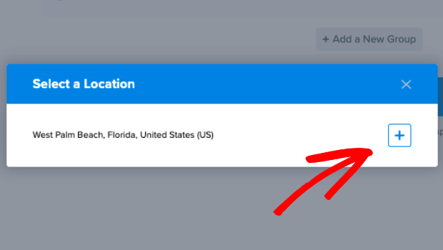 In the popup, click the plus sign to the right of your desired geolocation - OptinMonster In the popup, click the plus sign to the right of your desired geolocation