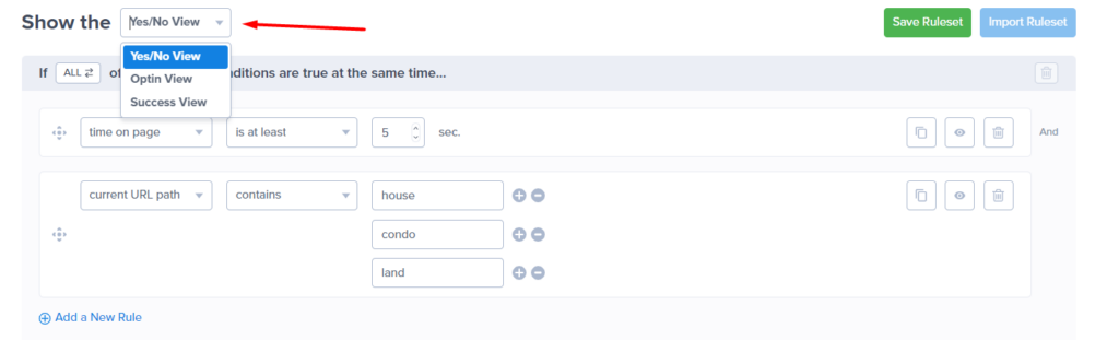 select-view-display-rules - OptinMonster