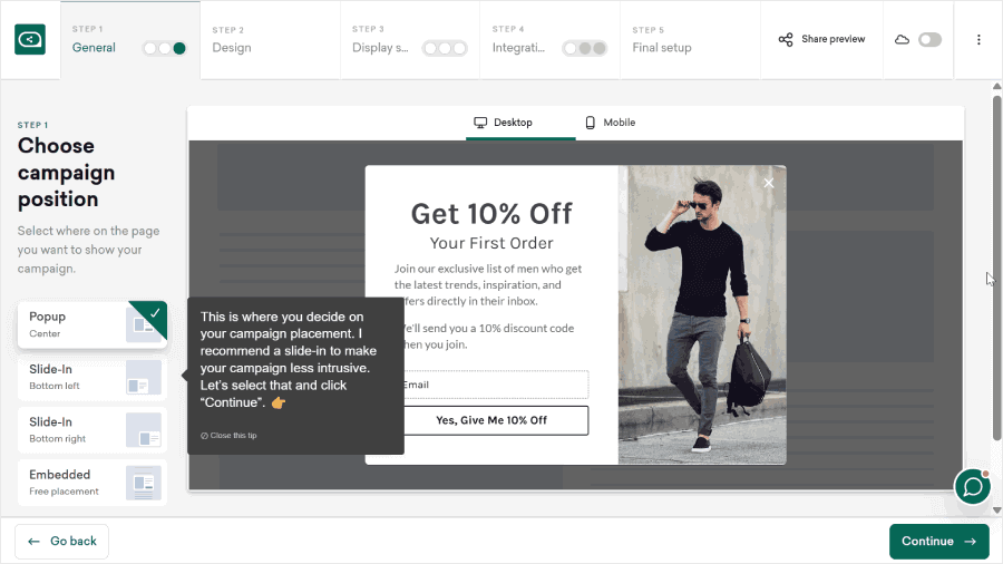 Choosing a campaign placement in Sleeknote - OptinMonster Choosing a campaign placement in Sleeknote