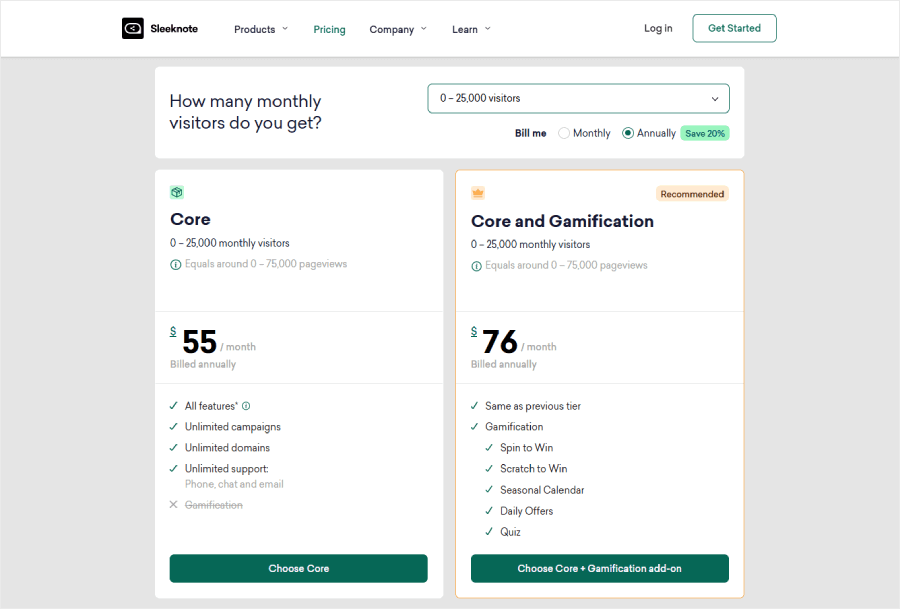 Sleeknote's pricing plans - OptinMonster Sleeknote's pricing plans