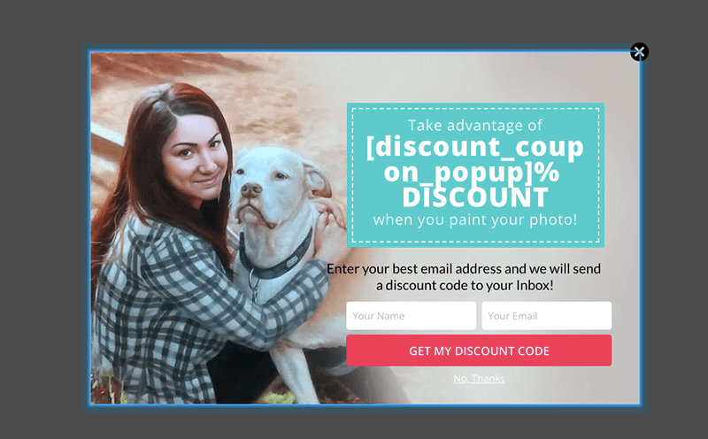 split test B girl with dog coupon copy - OptinMonster A/B Split Testing Optin Coupon Offer 2