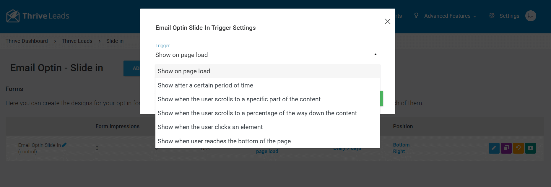 Thrive Leads' campaign trigger settings - OptinMonster Thrive Leads' campaign trigger settings