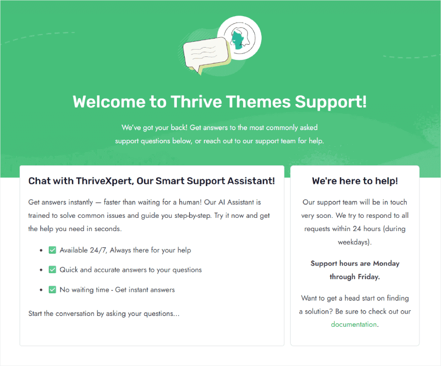 Thrive Themes support options - OptinMonster Thrive Themes support options
