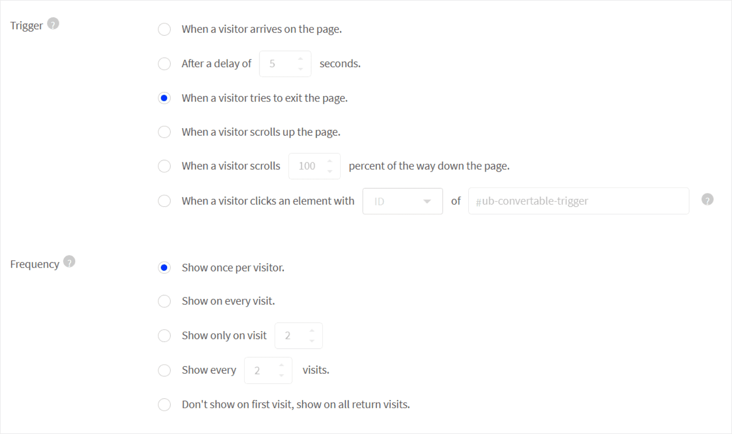 The triggering features in Unbounce - OptinMonster The triggering features in Unbounce