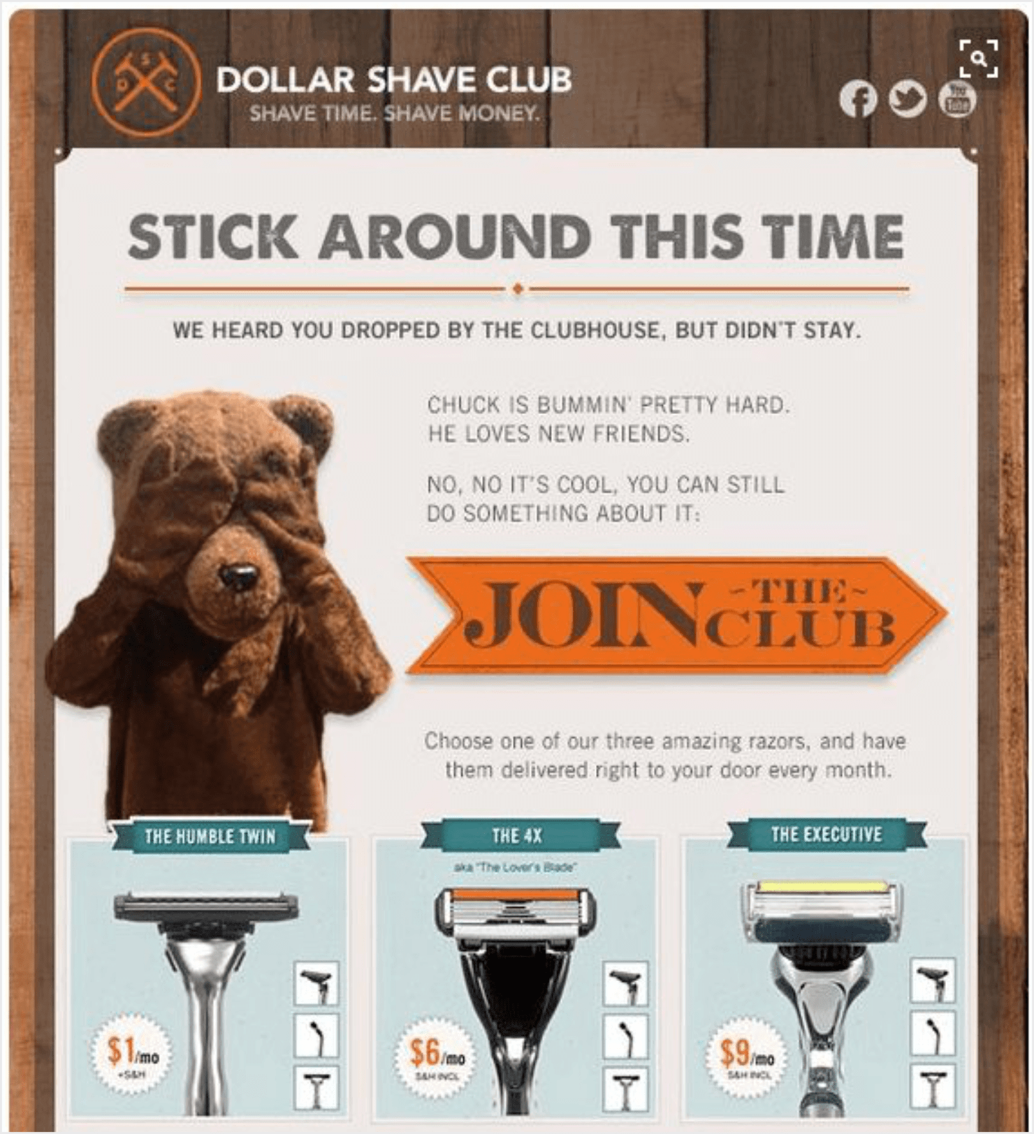 urgency words_dollar shave club-min - OptinMonster use scarcity
