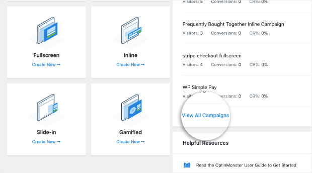 view all campaigns from optinmonster plugin - OptinMonster view all campaigns from optinmonster plugin