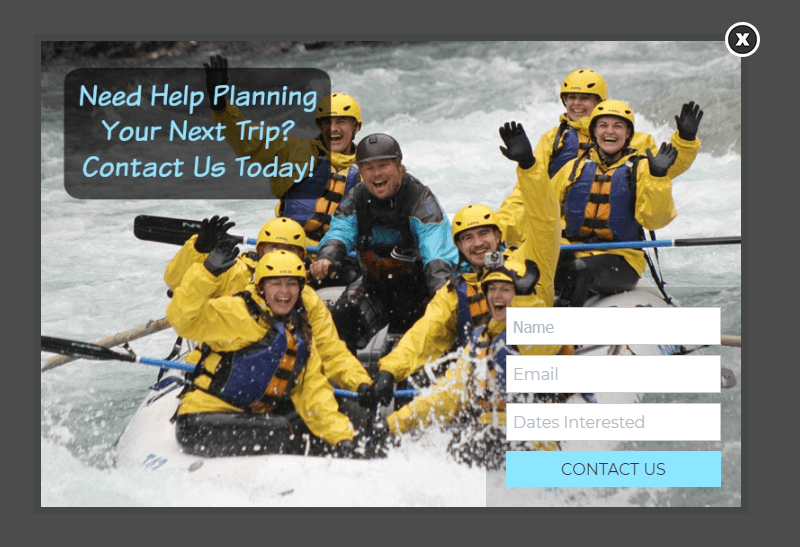 wildwater_tripplanning - OptinMonster Wild Water Adventures increased sales K using OptinMonster